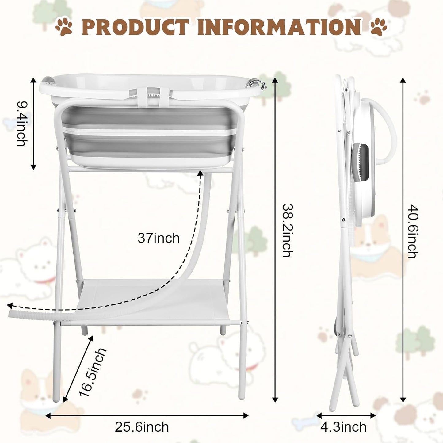 YUEPET Elevated Collapsible Dog Bathtub, Portable Shower Tub with Safety Collar, Foldable Dog Washing Station for Bathing and Grooming for Puppies Medium Dogs Cats Pets - Pet Explorer