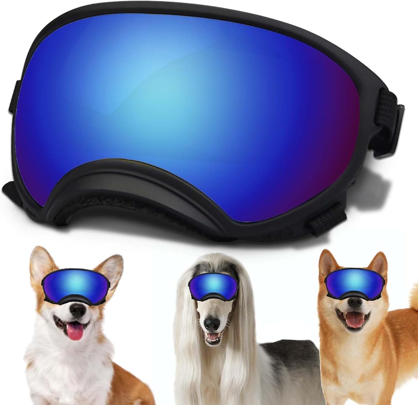 Medium Dog Sunglasses with Adjustable Strap UV Protection, Winproof Dog Puppy Sunglasses, Suitable for Medium Dog Pet Glasses, Dogs Eyes Protection,Soft Dog Goggles - Pet Explorer