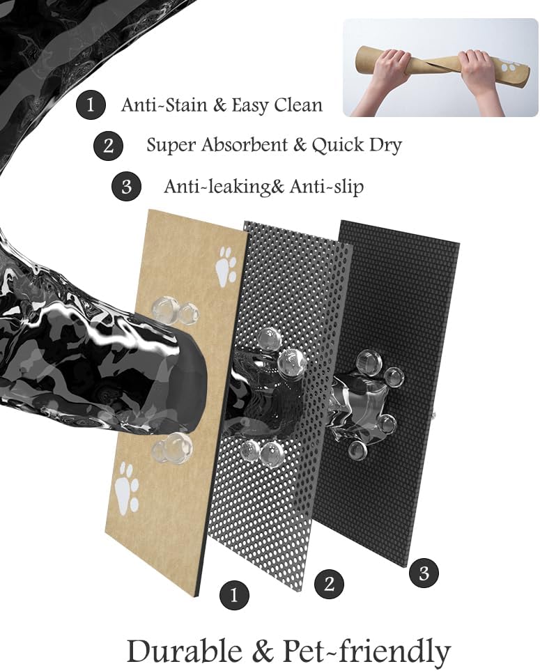 Pet Feeding Mat-Absorbent Dog Mat for Food and Water Bowl-No Stains Quick Dry Water Dispenser Mat-Dog Accessories Pet Supplies-Bowl for Messy Drinkers（Beige,12"x19" - Pet Explorer