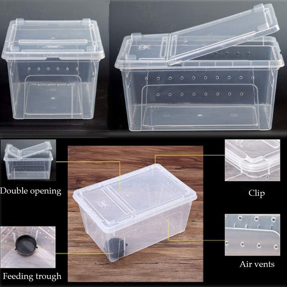 Hamiledyi Reptile Feeding Box Lizard Tarantula Habitat Cage Hatching Container Snake Breeding Box Transparent Portable Plastic Mini Pet Houses for Scorpion Spider Frog - Pet Explorer