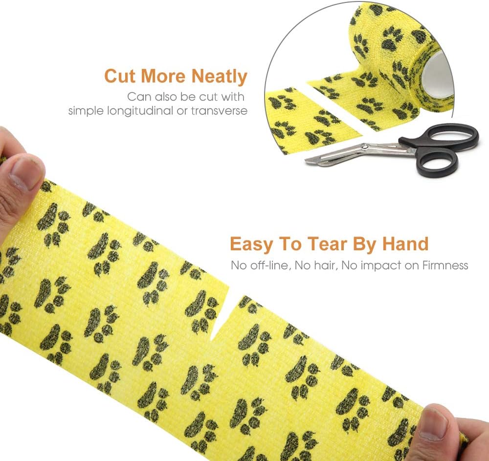 AUPCON Vet Wrap Cohesive Bandages Bulk Self Adhesive Bandage Wrap Self Adherent Wrap Non-Woven for Dogs Pet Animals & Ankle Sprains & Swelling 2 Inch x 5 Yards (3 Inch Claw) - Pet Explorer