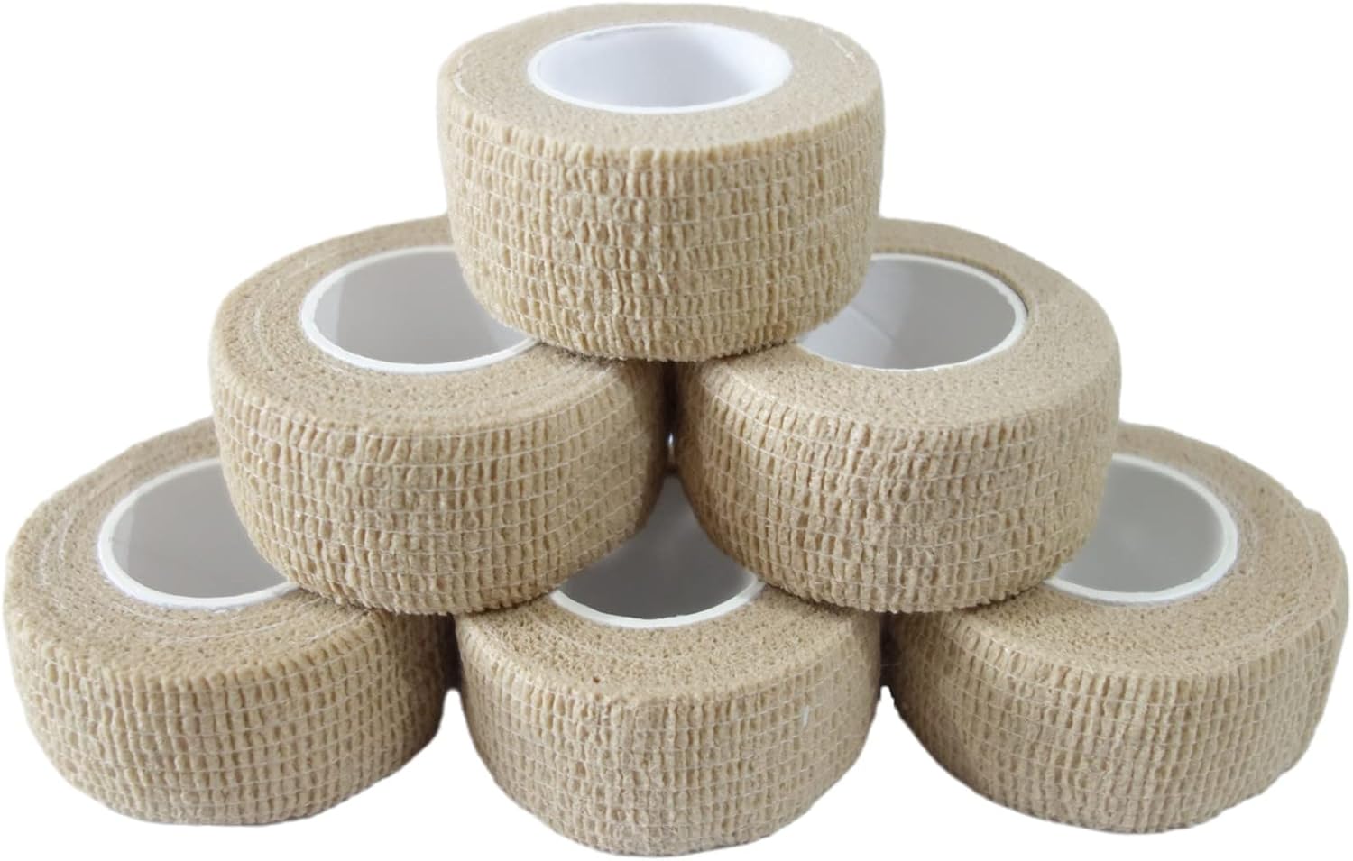 6 Pack 1" x 5 Yards Self Adhesive Bandage Wrap Breathable Cohesive Vet Wrap for Pets, Elastic Self-Adherent Tape for Sports, Wrist, Ankle (Skin Color) - Pet Explorer