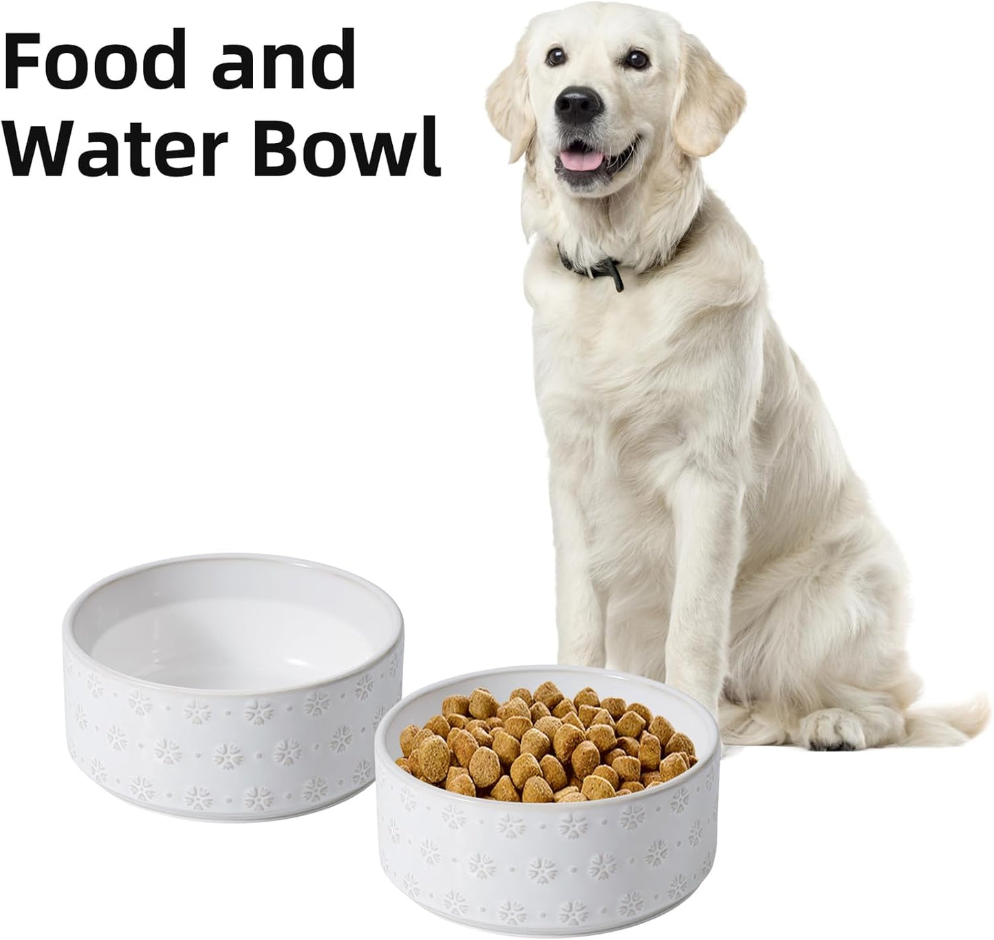 8.2inch Ceramic Dog Bowl, Food and Water Bowl for Large Breed Dog, Pet Bowl for Replacement (Single Bowl, Arctic White) - Pet Explorer