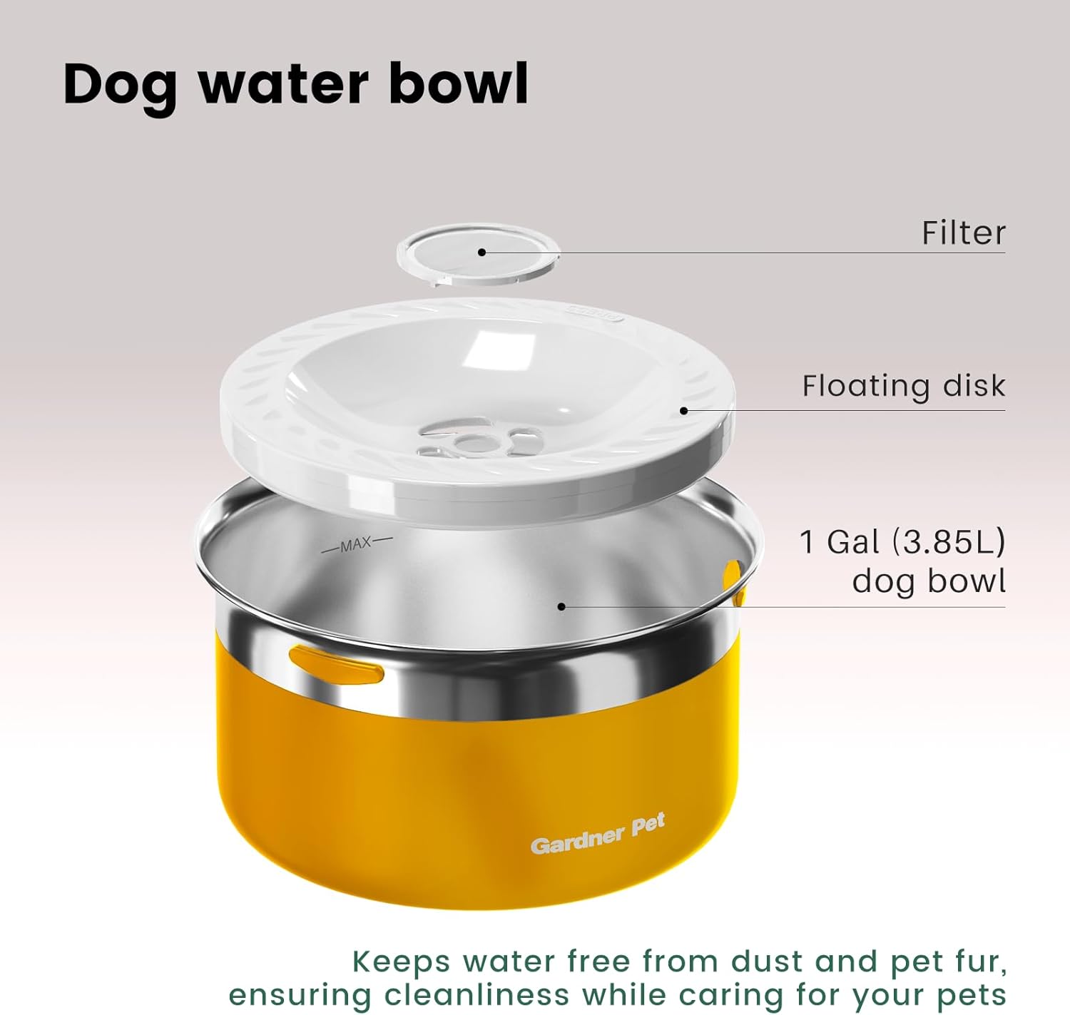 Gardner Pet Dog Bowls 1 Gallon (3.85L) Stainless Steel No Spill Dog Water Bowl, Slow Water Feeder Metal Bowls, Spill Proof Water Dispenser for Large Dogs, Promotes Healthy Hydration - Pet Explorer
