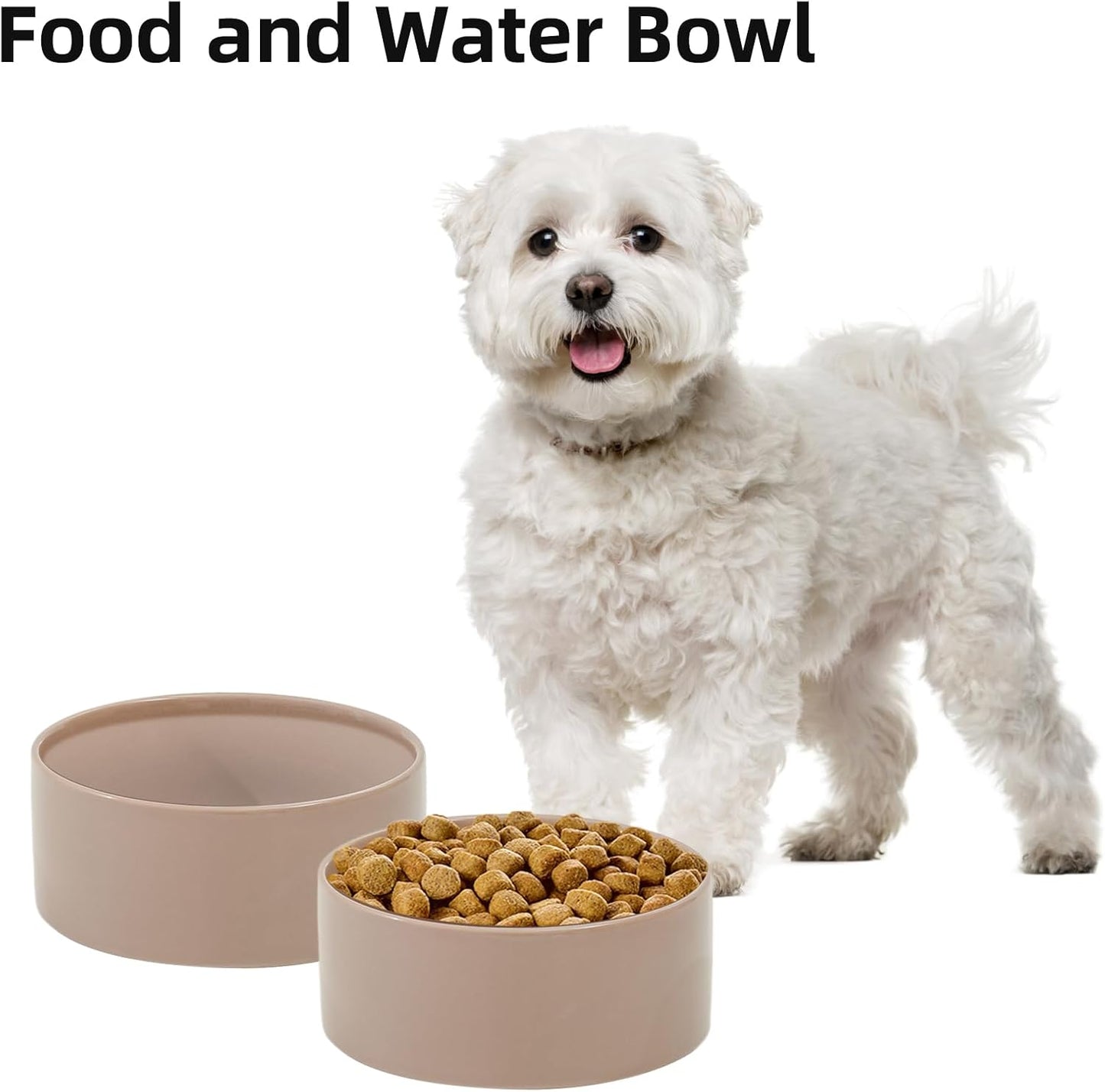 Ceramic 6.1inch Dog Bowls for Small and Medium Breed Dog Dish Pet Food and Water Bowl (Set of 2 Bowls - Dark Green, 28oz) - Pet Explorer