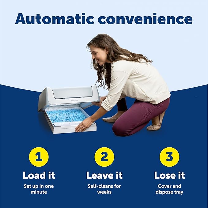 PetSafe ScoopFree Crystal Pro Legacy Self-Cleaning Automatic Litter Box - Uncovered Motion-Sensing Cat Box with Integrated Health Counter - Includes 1 Disposable Crystal Litter Tray