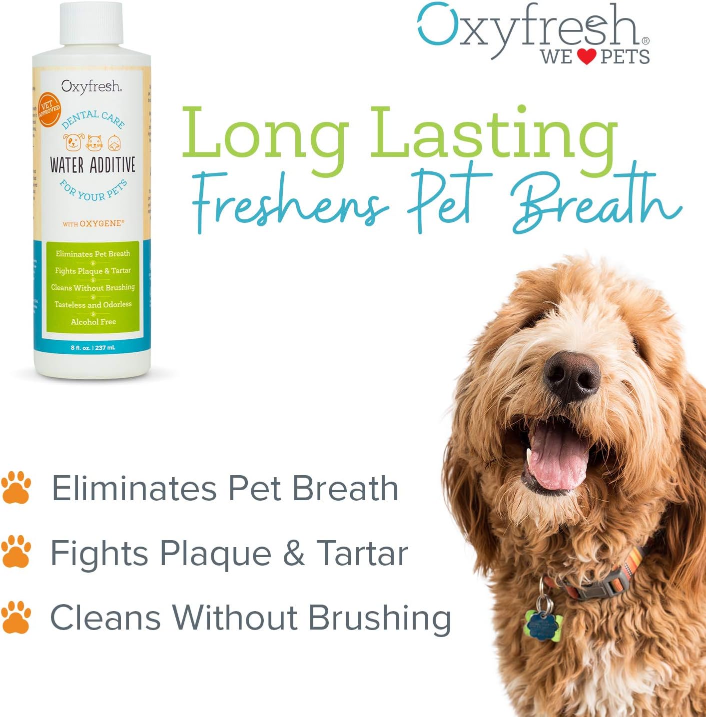 Oxyfresh Premium Pet Dental Care Solution Pet Water Additive: Best Way to Eliminate Bad Dog Breath and Cat Bad Breath - Fights Tartar & Plaque - So Easy, Just Add to Water! Vet Recommended 128 oz. - Pet Explorer