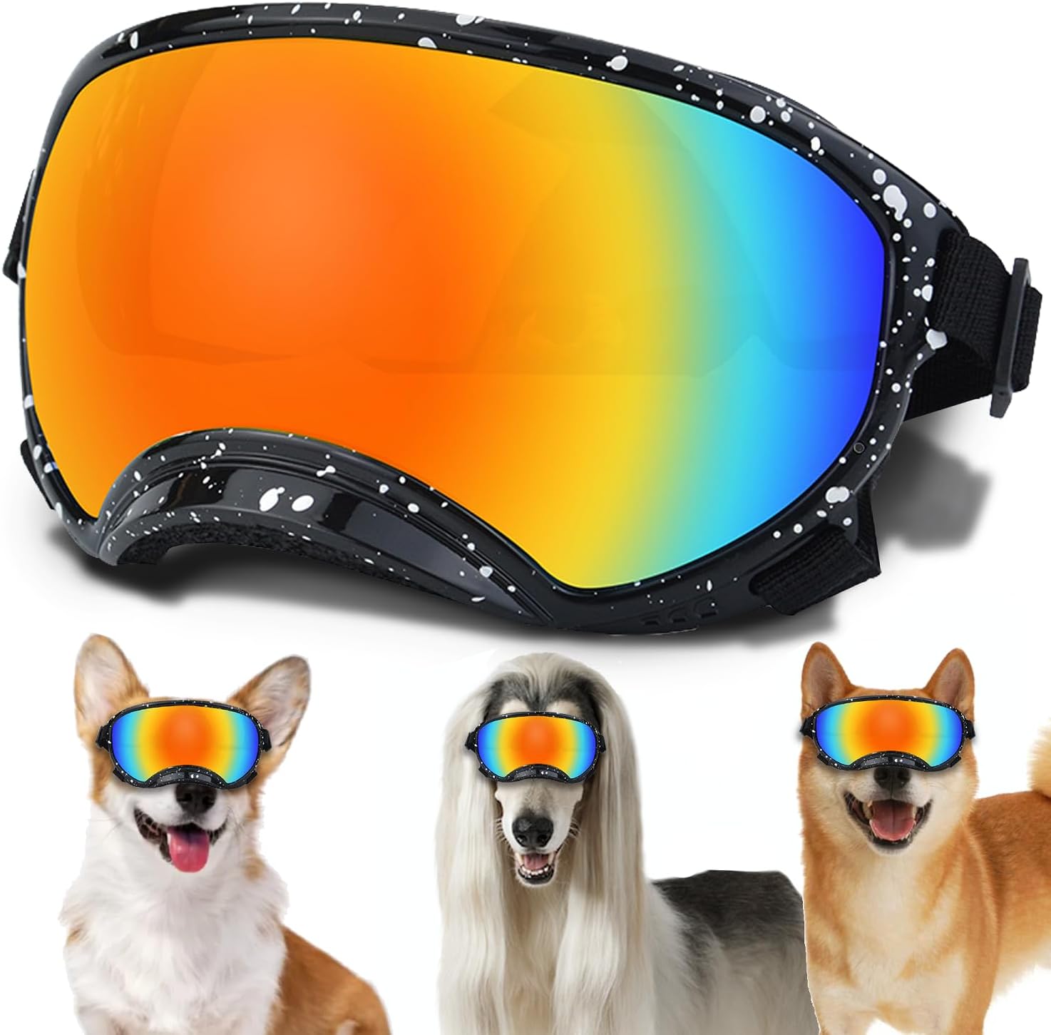 Medium Dog Sunglasses with Adjustable Strap UV Protection, Winproof Dog Puppy Sunglasses, Suitable for Medium Dog Pet Glasses, Dogs Eyes Protection,Soft Dog Goggles - Pet Explorer
