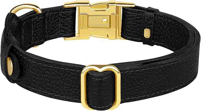 Leather Airtag Dog Collar - Soft Tracking Dog Collar with Apple AirTag Holder and Metal Buckle - Safety GPS Pet Collars for Small Medium Large Dogs Puppy Pink Red (Black, S, 12"-15" Neck Fit)