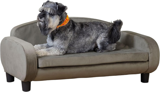 Paws & Purrs Multi-Cat Sofa Elevated Pet Bed for Indoor Cats Raised Cats Couch with Removable Washable Mattress Cover for Kittens, Dogs - 35.5" Wide, Ash - Pet Explorer