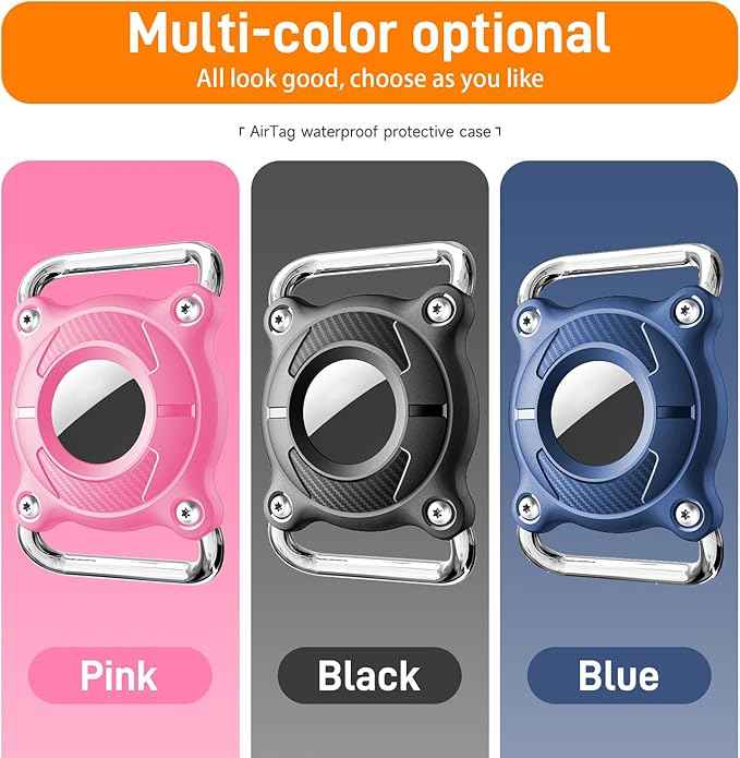 IPURLAR for Airtag | Dog Airtag Holder | Waterproof - Airtag Dog Collar Holder with Removable Metal Loop, Light Weight fit Width1.2in/ Thick0.18in Airtag Collar Holder/Pink