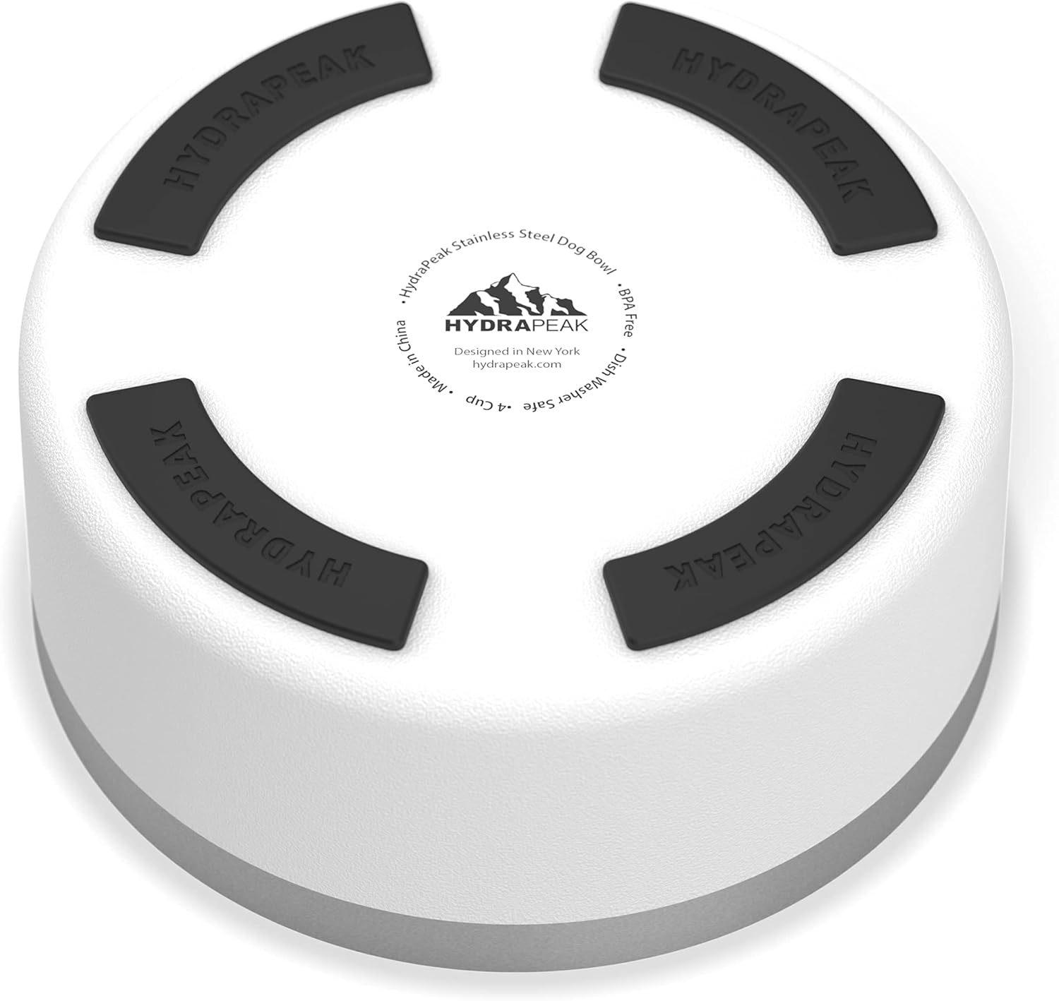 Hydrapeak Dog Bowl; Non Slip Stainless Steel; Water and Food Dish; Large Sized and Small Dogs; 32oz 64oz; Multiple Sizes; 4 Cup | White - Pet Explorer