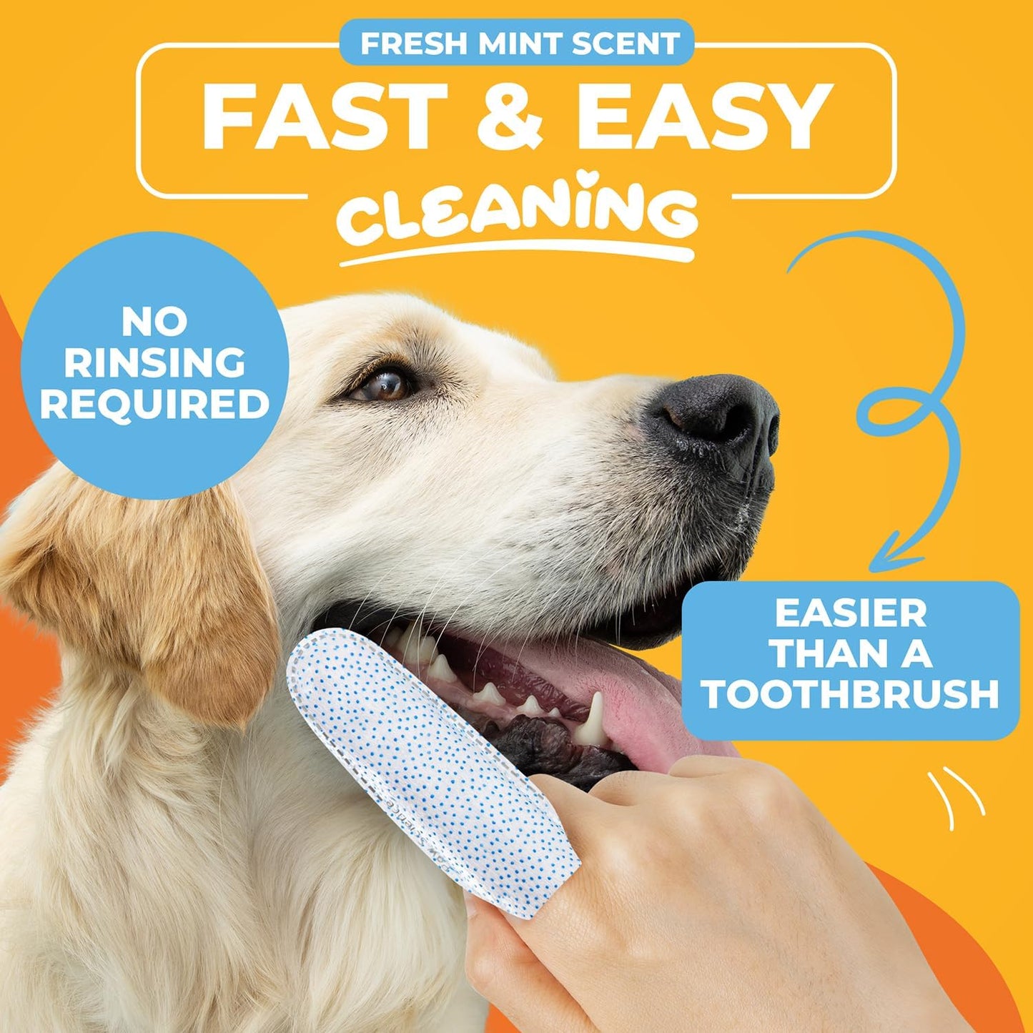 Dog Teeth Cleaning Wipes - Dental Finger Wipes for Dogs & Cats - Pet Toothbrush & Tooth Brushing Kit - Effective Teeth Cleaner (Mint) - Pet Explorer