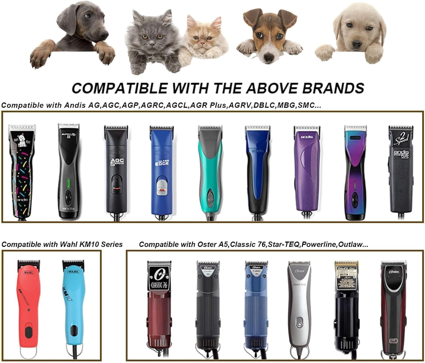 2PCS 3/4" HT Dog Grooming Replacement Blades Compatible with Andis Dog Clippers,Dog Clipper Blades Compatible with Wahl KM-10 Series Clippers, Oster A5,Size-3/4-Inch 19mm Cut Length,Silver - Pet Explorer