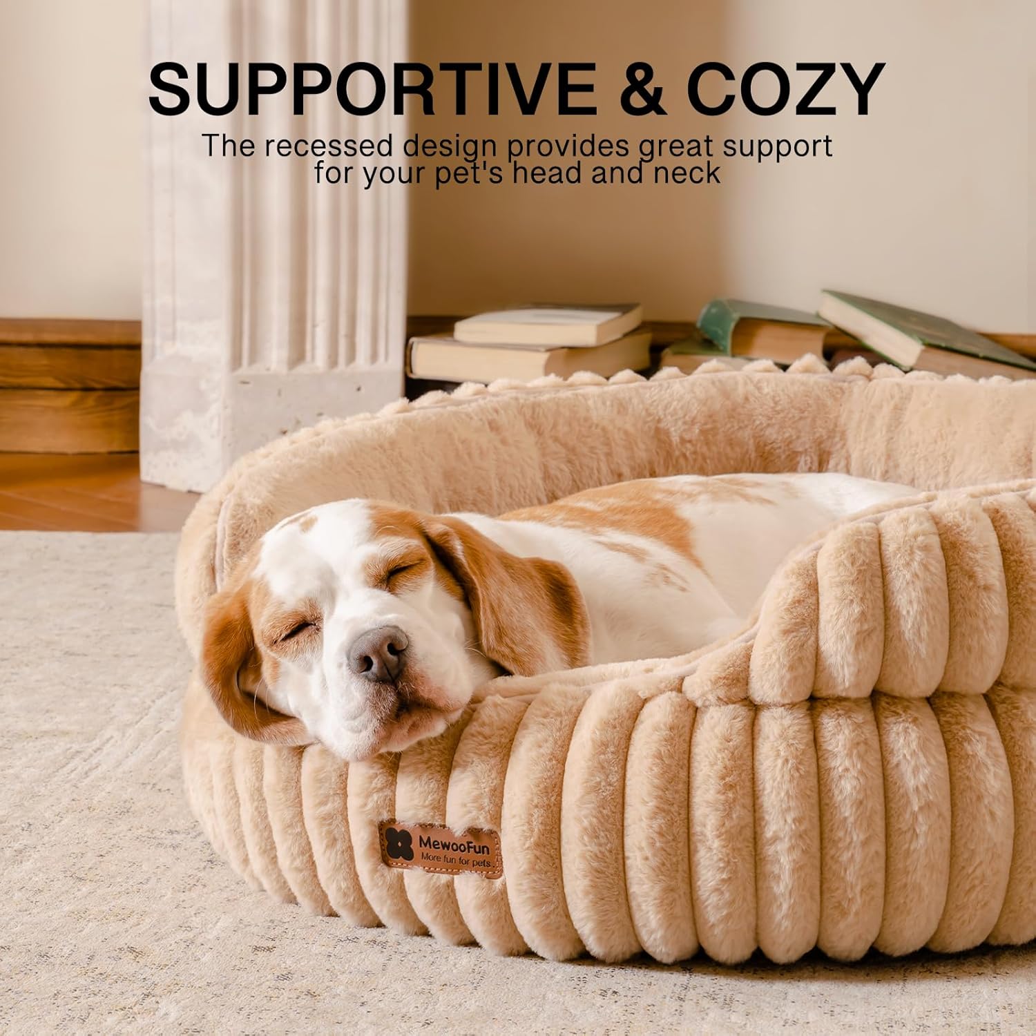 MEWOOFUN Cat Beds for Indoor Cats Washable, Dog Beds for Small Dogs Round Pet Bed for Puppy and Kitten (Camel, 20"x20"x8") - Pet Explorer