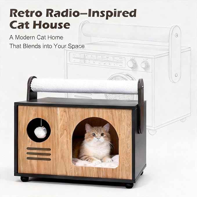Modern Luxury Cat House & Condo – Indoor Wooden Cat Furniture with XL Lounge, Hammock, Scratching Posts & Climbing Platforms