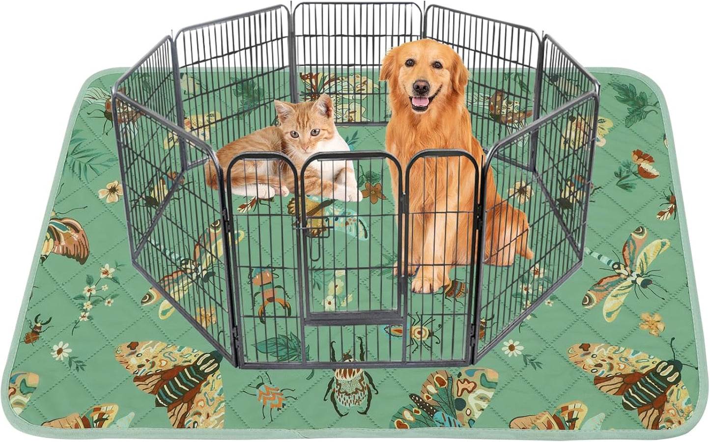 IEUUMLER Washable Pee Pads for Dogs, 1 Pack Insect Pattern Reusable Waterproof Puppy Potty Pads, Non-Slip Absorbent Pet Training Pads for Playpen Crate Bed EU014 - Pet Explorer
