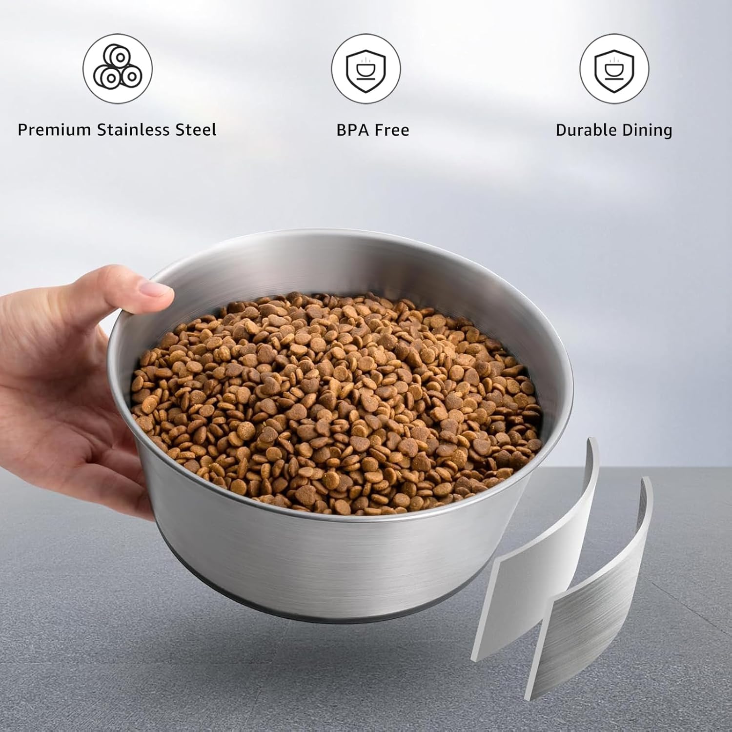 YINGFAN Stainless Steel Dog Bowls, 2 Pack Metal Dog Bowls with Non-Slip Rubber Base, Durable Food and Water Bowl for Small, Medium Dogs, Holds 3 Cups, BPA-Free, Dishwasher Safe (Black) - Pet Explorer