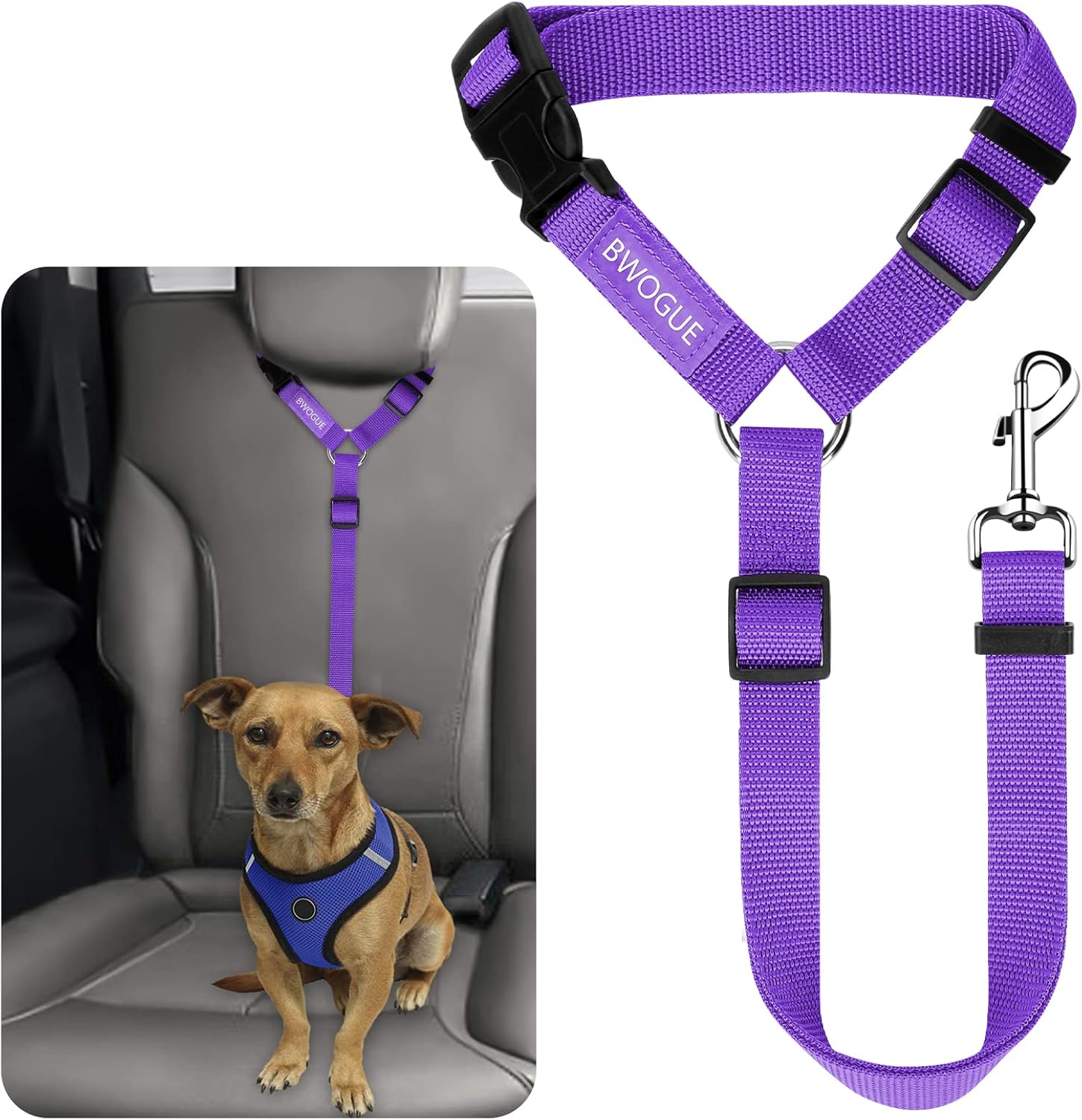 BWOGUE Pet Dog Cat Seat Belts, Car Headrest Restraint Adjustable Safety Leads Vehicle Seatbelt Harness (1 Pack) - Pet Explorer