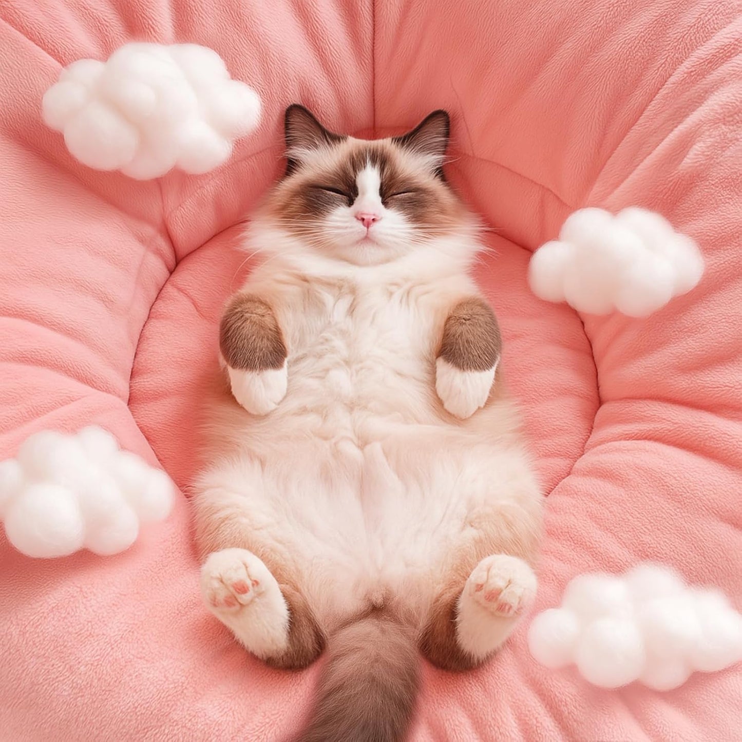 Cat Tunnel Bed for Indoor Cats, Peekaboo Cat Cave Bed,Soft Cat Donut Tunnel for Kitten Large Cats, Cute Pink Octopus Shaped - Pet Explorer
