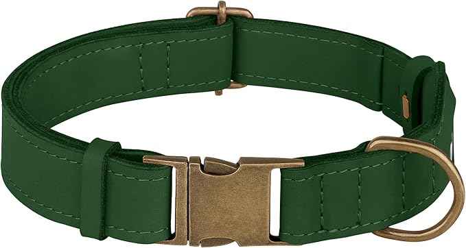 AirTag Dog Collar - Genuine Leather Dog Collar with Apple AirTag Holder and Metal Buckle - Smart GPS Tracking Pet Collars (Dark Green, XS, 9"-12" Neck Fit)