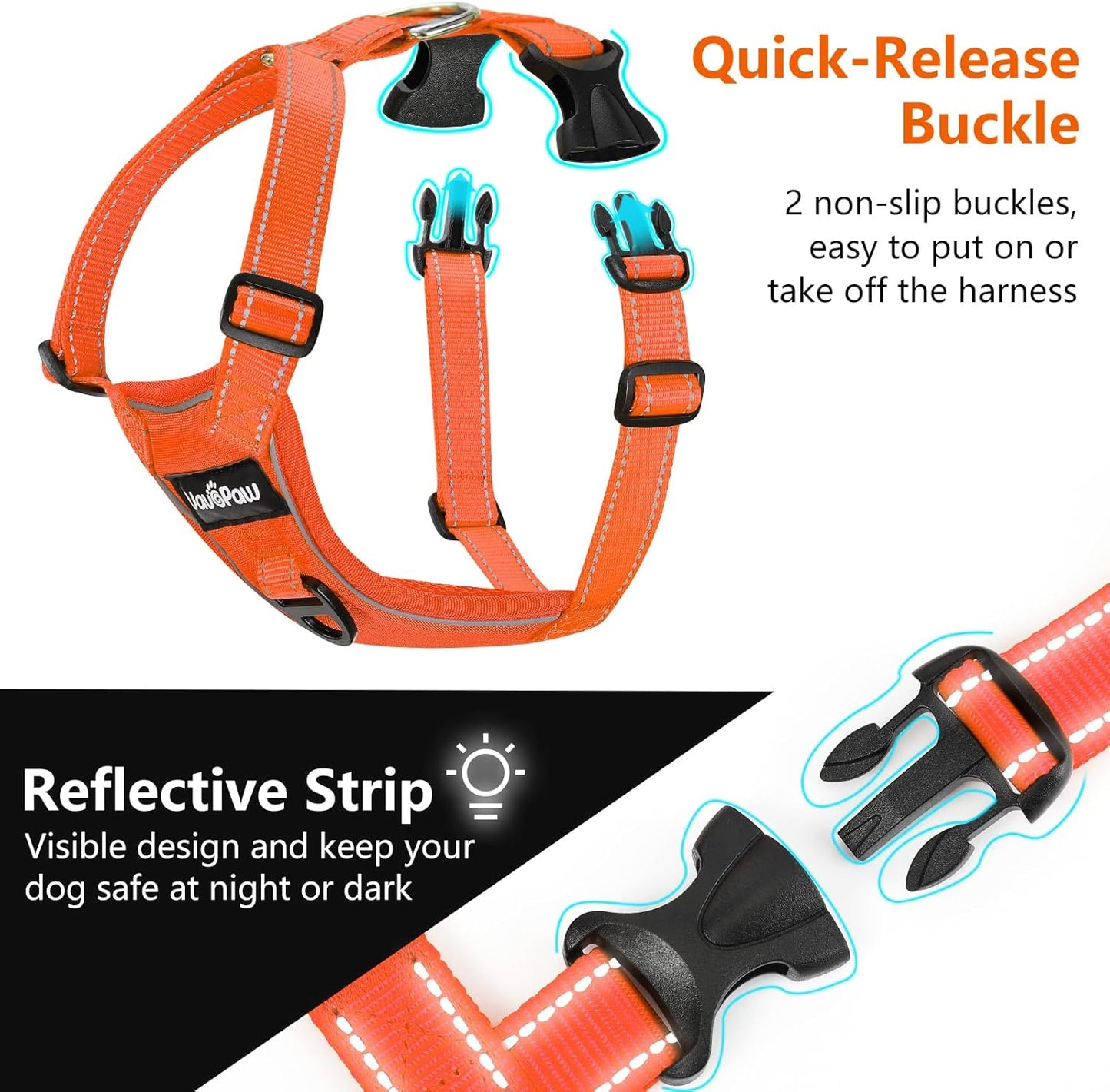 Dog Seat Belt Harness for Car, Dog Car Harness Adjustable Mesh Breathable & Dogs Seatbelt Safety Tether with Elastic Bungee for Small Medium Large Pets(Orange, L) - Pet Explorer