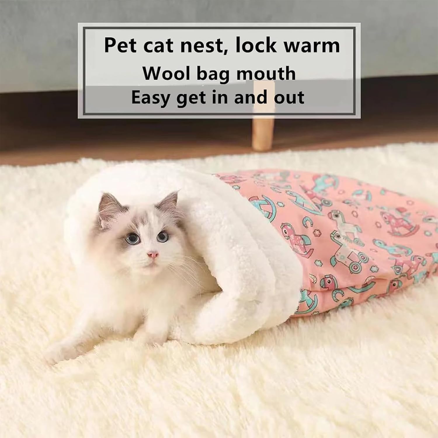 Cat Sleeping Bag for Indoor Cats,Sleeping Bag for Cats,Cozy Cat Winter Sleeping Bag,Warm Cat Sleeping Bag,Soft Fluffy Washable Cat Bed Cave,Cat Blankets for Indoor Cats (I) - Pet Explorer