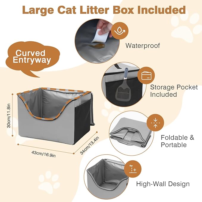 Large Cat Carrier for 2 Cats, 24"x16"x17" Soft Cat Travel Carrier with Litter Box, Expandable Cat Carrier for Car Travel Long Distance, Up to 55 lbs