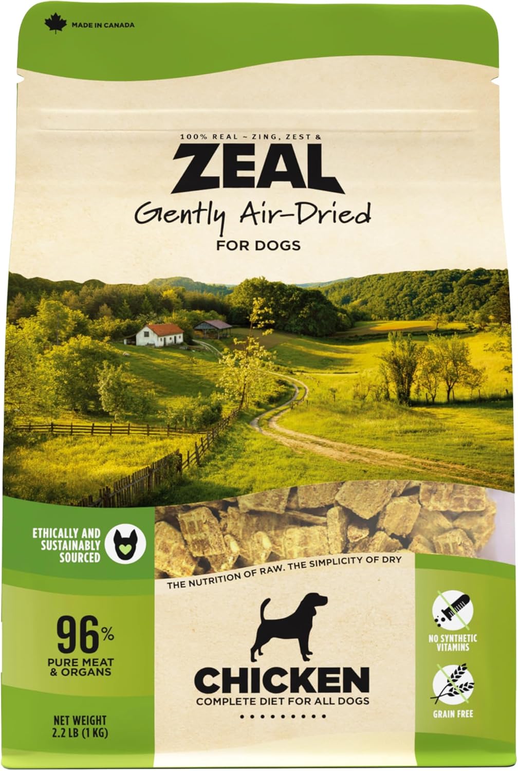 ZEAL Canada Air-Dried Chicken Recipe for Dogs - High Protein, Natural Superfoods, Nutrient Rich, No Fillers, Grain Free, Complete & Balanced (Chicken, 2.2 lb)
