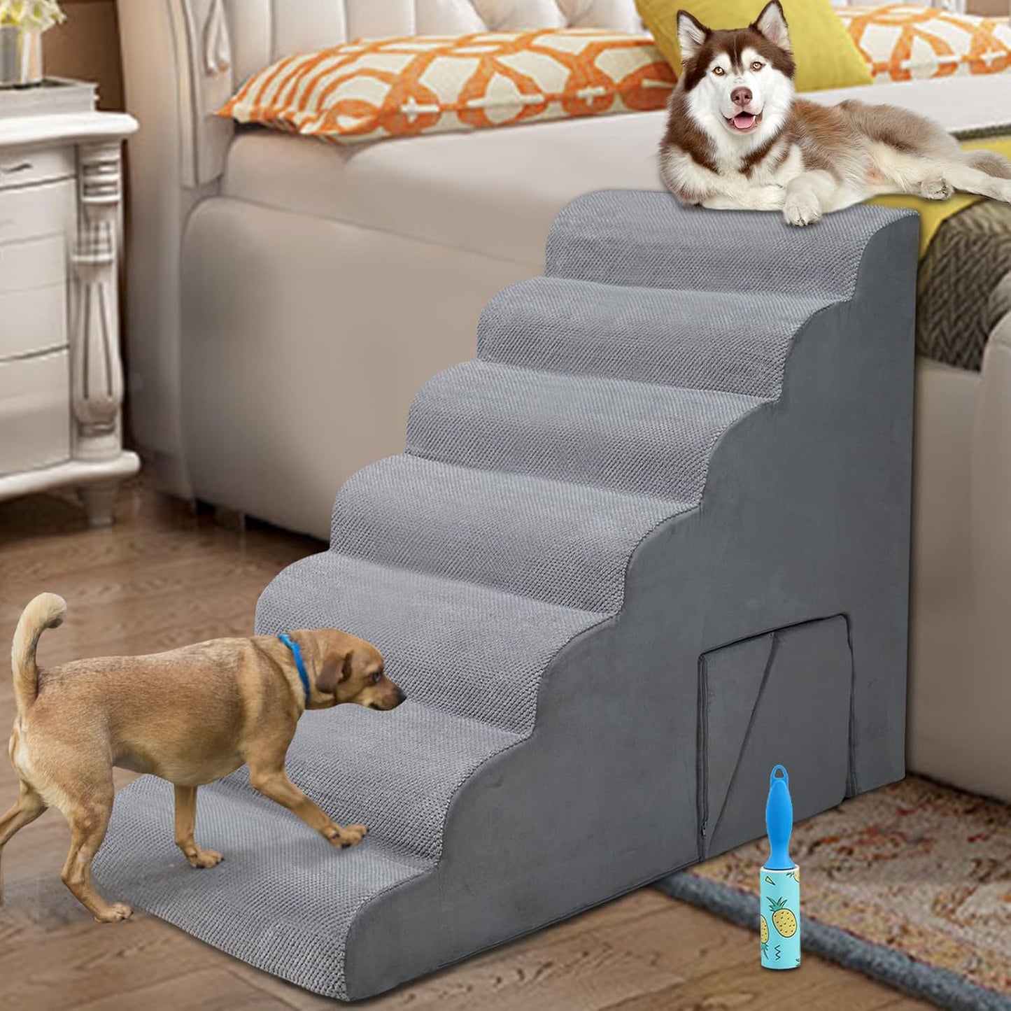 Dog Stairs & Steps for High Beds 30-36 inches High Tall, LitaiL 33inch 7 Steps Pet Stairs/Steps for High Beds Small Large Dogs, Non-Slip Dog Ramps/Ladder for Old Dogs/Cats - Pet Explorer