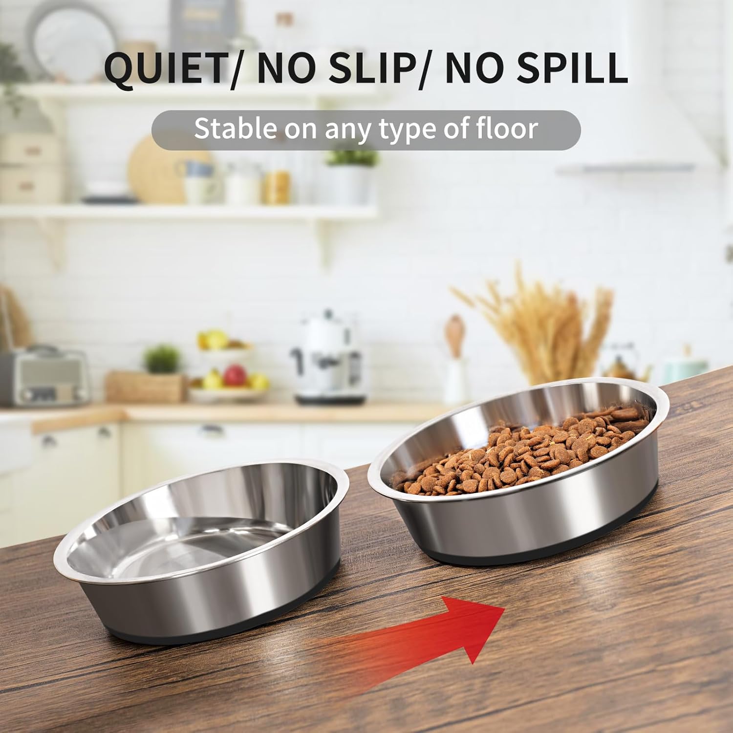 Taglory 2 Cup Stainless Steel Dog Bowls Set of 2 for Food and Water, Silicone Base Anti-Slip, Rust Resistant, Extra Thick Metal Dog Bowl for Cats and Puppies, 17oz, Black - Pet Explorer