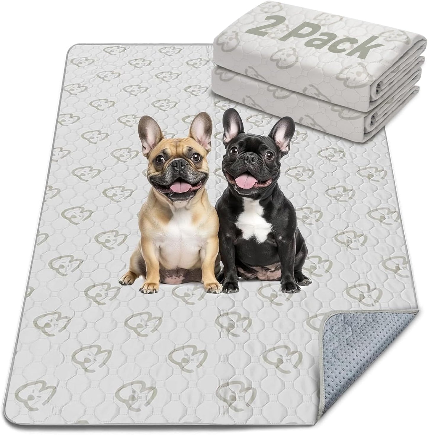FXW Washable Pee Pads for Dogs, Puppy Pads with Super Absorbent, Specifically Designed for FXW Rollick/Homeplus 24inch 6 Panels Dog Playpen, 63" × 39" Rectangle, Khaki, 2 Packs - Pet Explorer