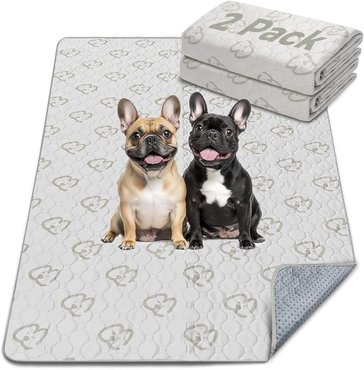 FXW Washable Pee Pads for Dogs, Puppy Pads with Super Absorbent, Specifically Designed for FXW Rollick/Homeplus 24inch 6 Panels Dog Playpen, 63" × 39" Rectangle, Khaki, 2 Packs - Pet Explorer