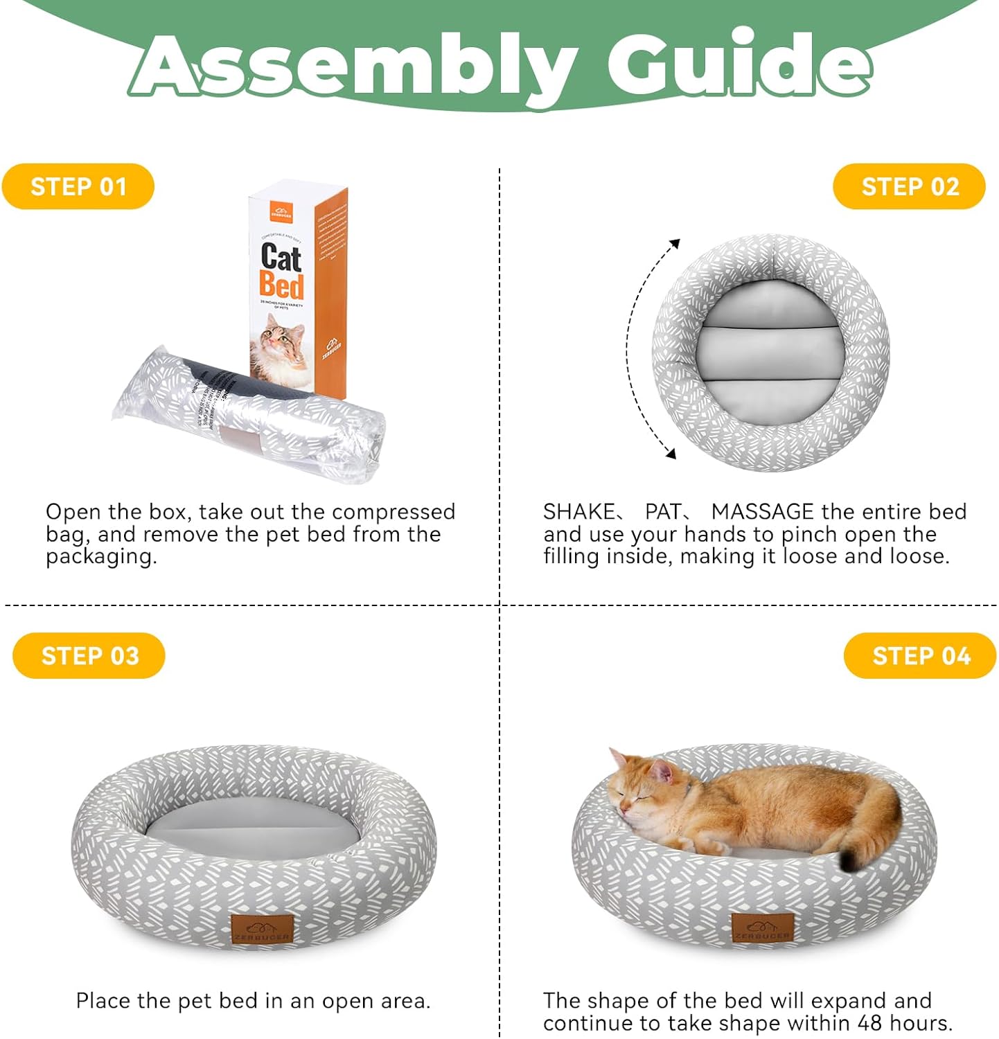 Cat Bed, 20In Dog Beds for Small Dogs, Calming Cat & Dog Beds for Indoor Pets, Pet Beds Comfortable Donut Round Ultra Soft (Grey Pattern, 20.0" L x 20.0" W x 6.5" Th) - Pet Explorer