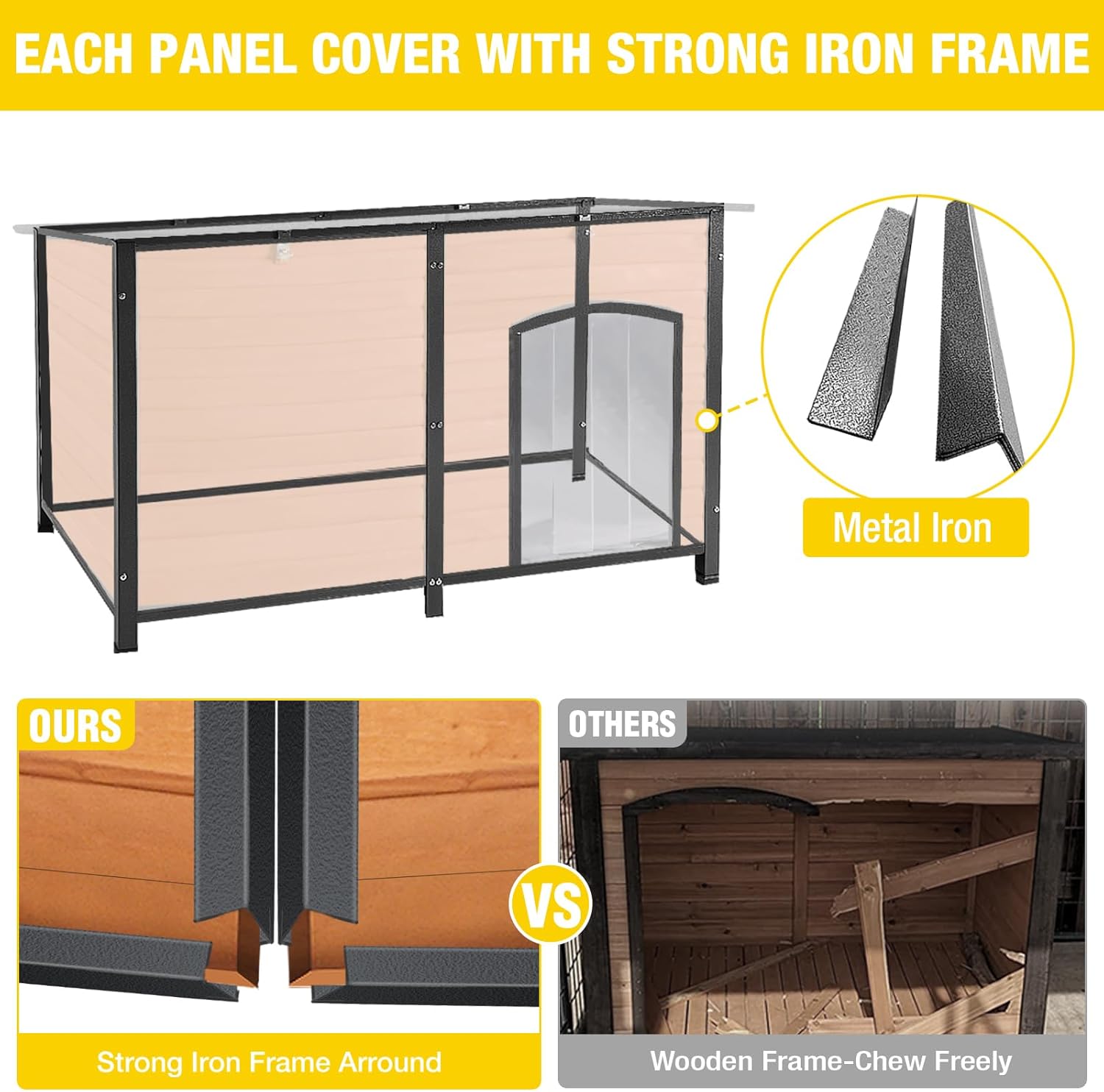 Aivituvin Extra Large Dog House Outdoor Heated Dog Kennel with Insulation Liner for Winter Strong Iron Frame Insulated Dog Cage with Heater,59" - Pet Explorer