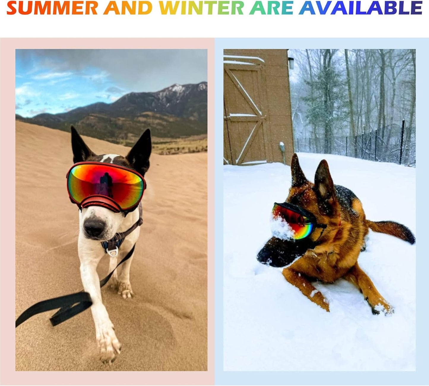 Large Dog Sunglasses with Adjustable Strap UV Protection, Winproof Puppy Sunglasses, Suitable for Medium-Large Pet Glasses, Dogs Eyes Soft Goggles, Khaki Colours - Pet Explorer