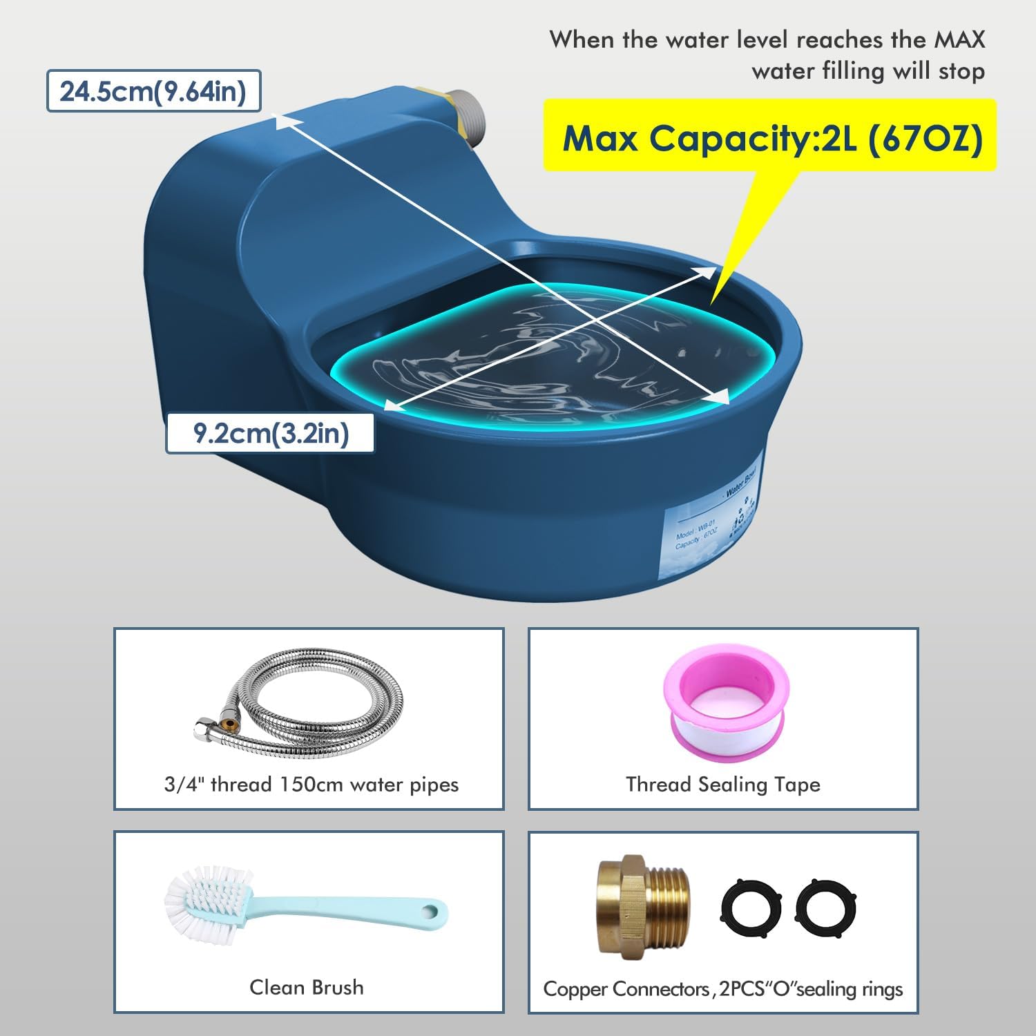 Automatic Dog Water Bowl Dispenser, Patented Automatic 2L Water Dispenser for Dogs, Chicken Waterer Bowl Fit 3/4''GHT Faucet, Water Hose Copper Connector Outdoor Dog Water Bowl for Livestock - Pet Explorer