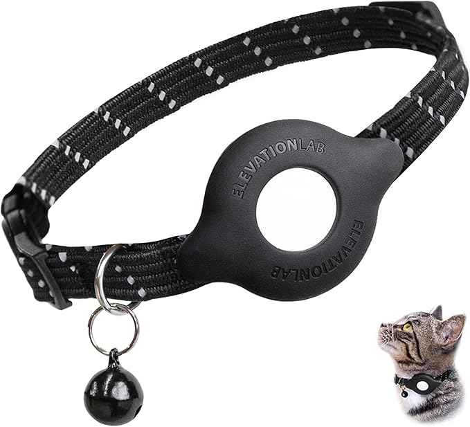 AirTag Cat Collar Breakaway - TagVault™ - Secure AirTag Cat Collar, Ultra-Compact, Doesn't Dangle, Refelective, Bell | Elevation Lab (with Collar)