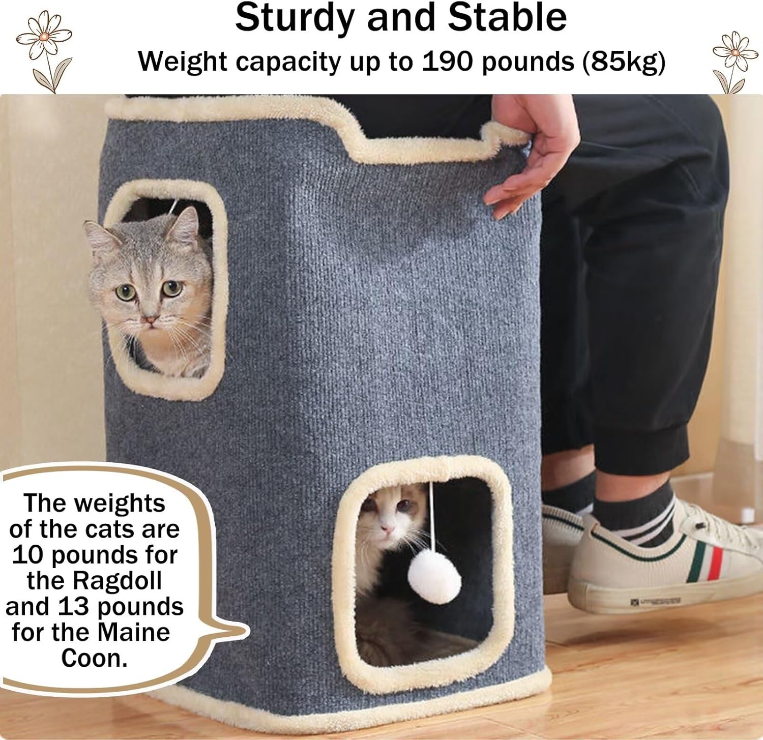 Cat House for Indoor Cat Beds, Multi-Level Cat Condo Foldable Cat Cave (1-Level) - Pet Explorer