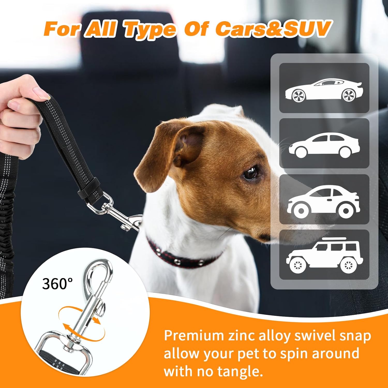 BWOGUE Double Dog Cat Seat Belts, Car Headrest Restraint Adjustable Travel Leash,Safety Elastic Leads Splitter Connect Vehicle Seatbelt Harness for 2 Dogs - Pet Explorer