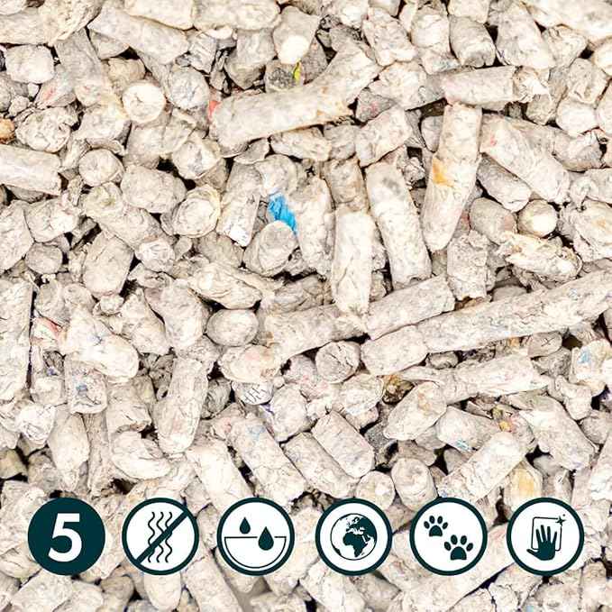 Omlet Premium Paper Cat Litter | Non-Clumping & Perfect for Kittens | Biodegradable and Lightweight Cat Litter Option | Excellent Odour Control and High Absorbency | No. 5 - Paper - 7 lbs. 11 oz.