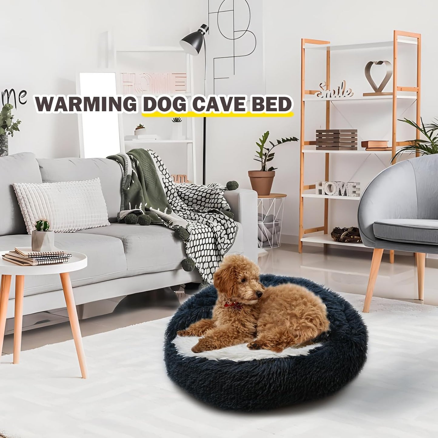 Cat Bed for Indoor Cats, Calming Cozy Cave with Self-Warming Plush, Entire Bed Machine Washable & Anti-Slip Base, Breathable Pet Bed for Small Cats&Dogs All Seasons (Dark Gray, 20 * 20inch) - Pet Explorer