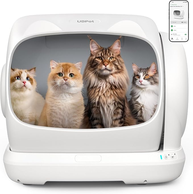 Self Cleaning Cat Litter Box, XXXL Automatic Litter Box for Multiple Cats, Weight Sensors Safety Protection, Smart APP Control, Odor Control, Works with Clumping/Bentonite/Mineral Litter