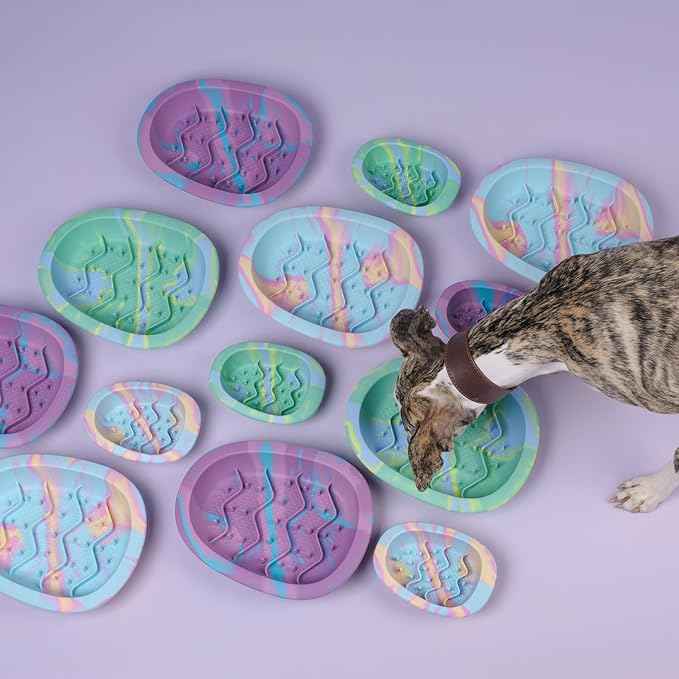 CHEWFFON Easter Dog & Cat Lick Mat Bowls, BPA-Free Silicone Slow Feeder Bowl with Suction Cups, Non Slip Pet Food Bowl Reduces Boredom and Anxiety, Dishwasher Safe, Lavender