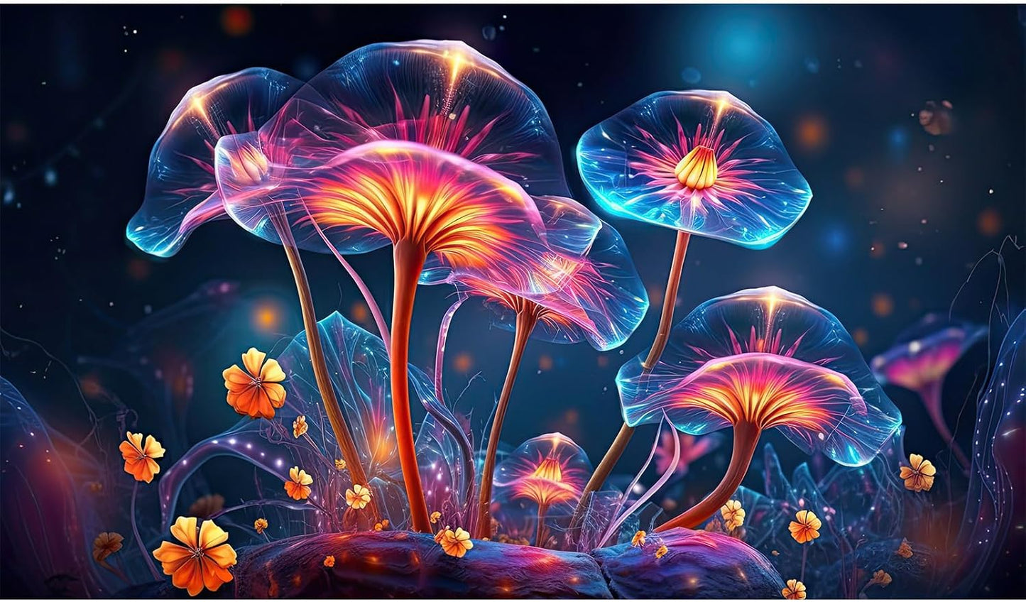 Flower Aquarium Background Modern Style Bluebell Blooming Flower Floral Design Terrarium Background Mysterious Elegant Glowing Fantasy Flower Fish Tank Backdrop Poster Decorations Vinyl 72x16in - Pet Explorer