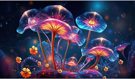 Flower Aquarium Background Modern Style Bluebell Blooming Flower Floral Design Terrarium Background Mysterious Elegant Glowing Fantasy Flower Fish Tank Backdrop Poster Decorations Vinyl 72x16in - Pet Explorer