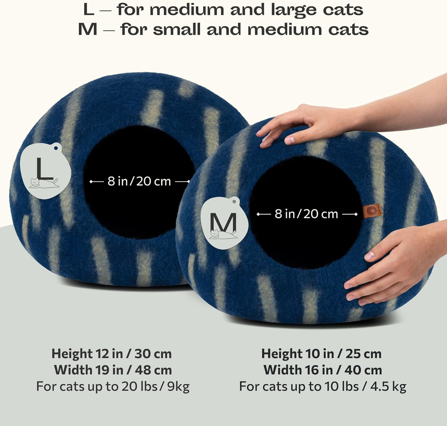 MEOWFIA Cat Cave – Premium Felt Cat Bed for Indoor Cats, Handmade 100% Merino Wool (Large, Deep Azure) - Pet Explorer