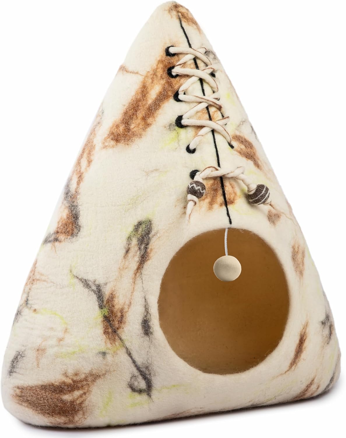 Luxurious Eco-Friendly Merino Wool Cat Cave Bed Teepee Design - Foldable Hideaway Pod for Indoor Cats - Premium Felt Kitten Beds - Covered Cat House for Ultimate Cozy Comfort by Woolygon - Pet Explorer