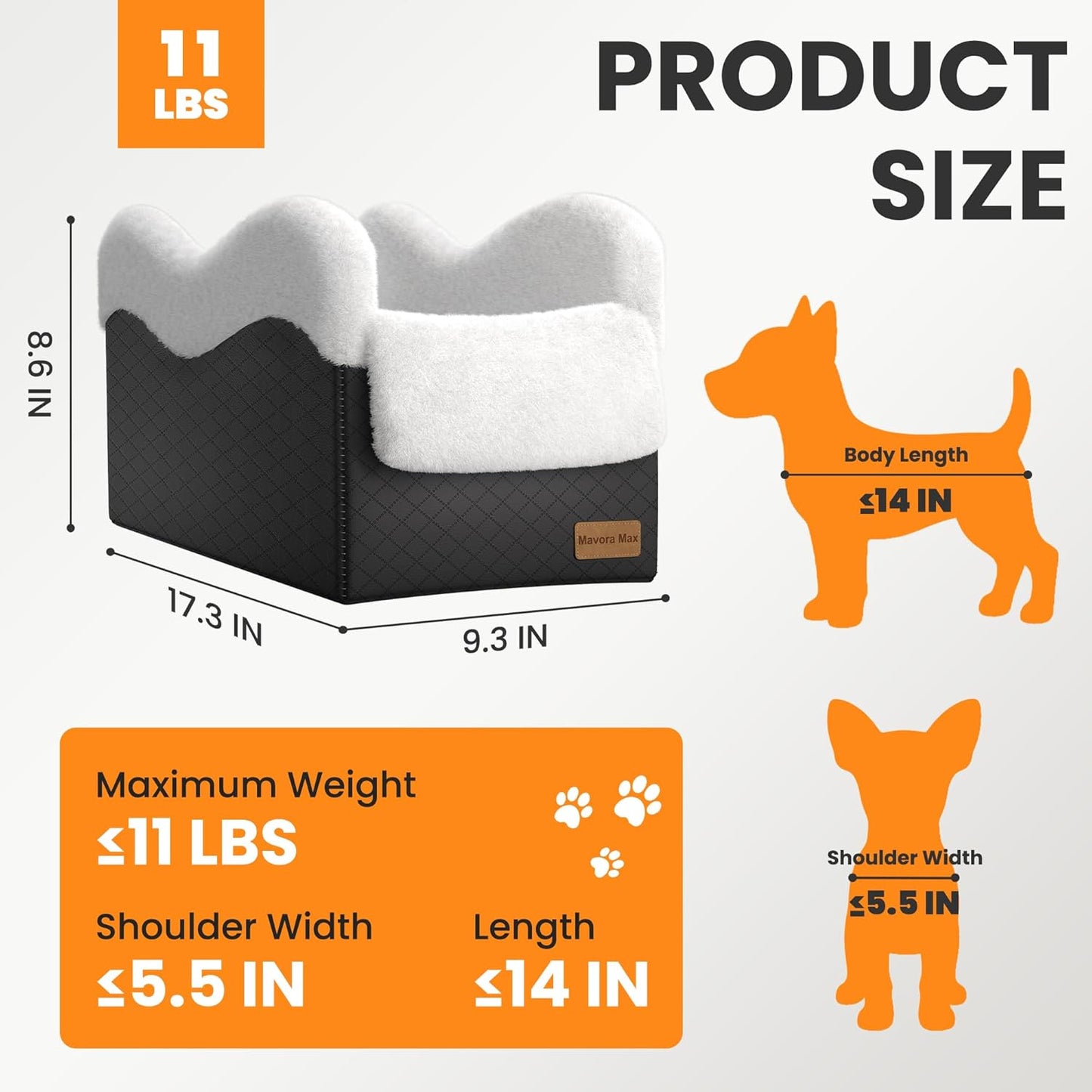 Conter Console Dog car seat(Light Grey/White) (Black/White, M) - Pet Explorer