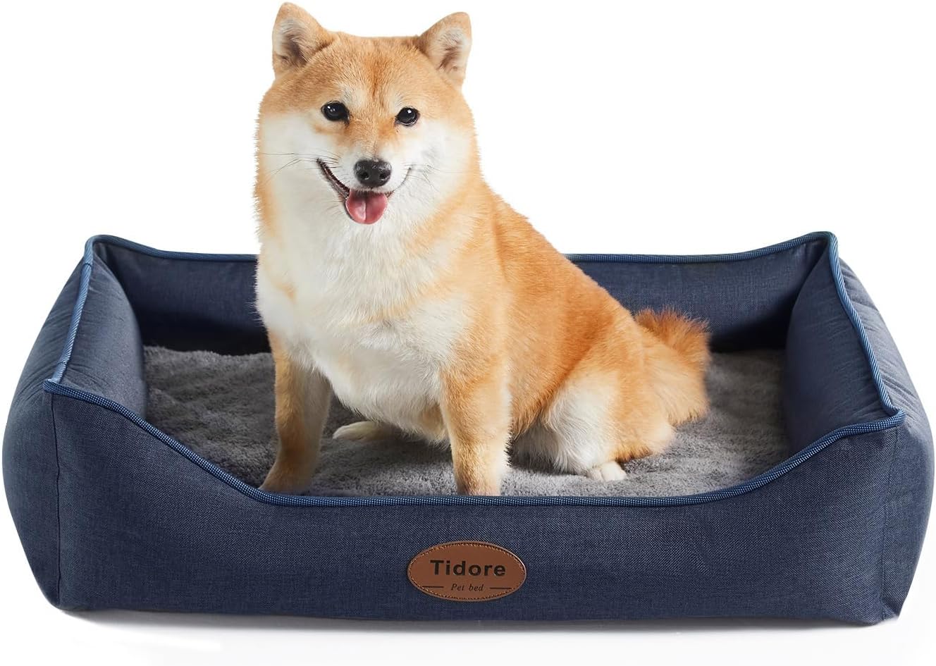 Orthopedic Dog Beds for Medium Dogs, Durable Egg Crate Foam Sofa Dog Bed wit Washable Removable Cover,Waterproof Lining,Pet Bed for Large Dogs (Navy Blue, 26.4" L x 21.7" W x 6.2" Th) - Pet Explorer